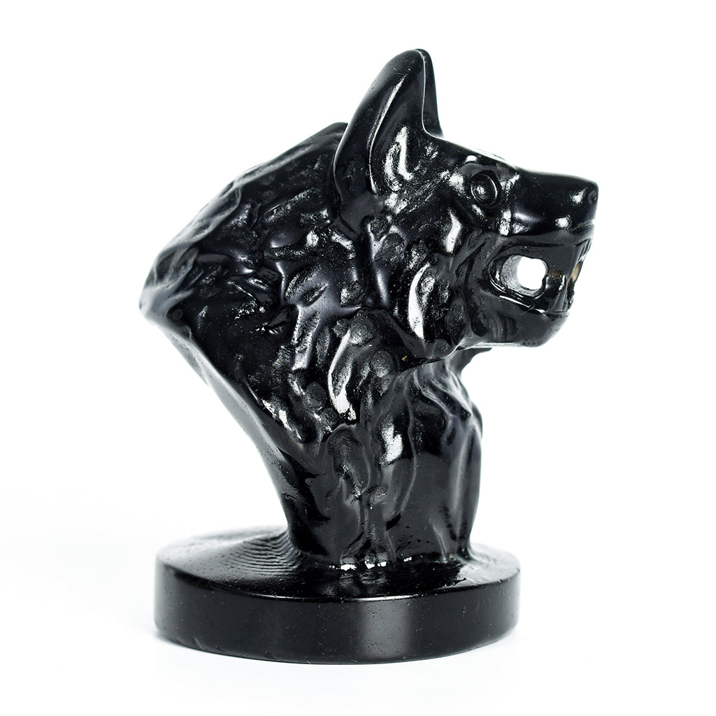 Natural crystal Obsidian wolf head high-quality material carving