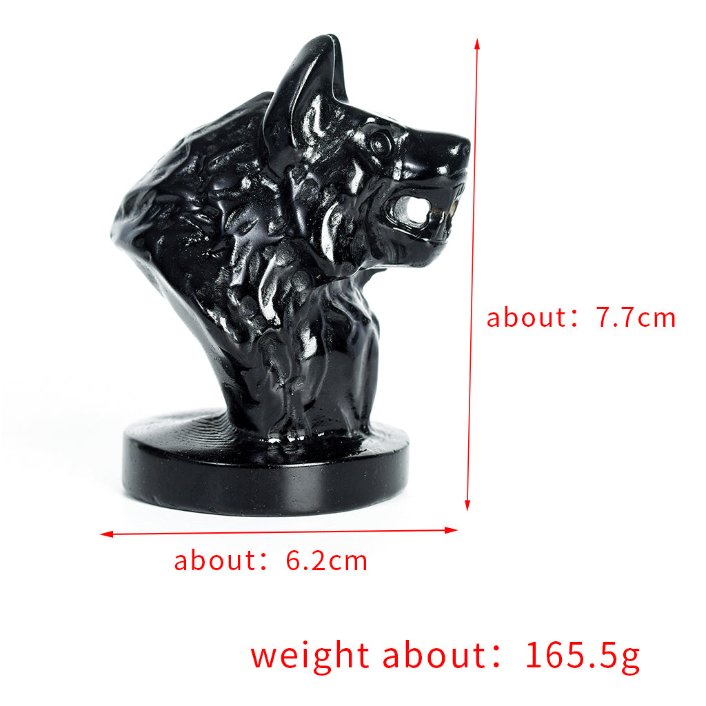 Natural crystal Obsidian wolf head high-quality material carving