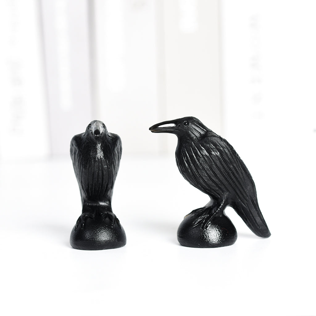 Natural obsidian crow natural crystal carving