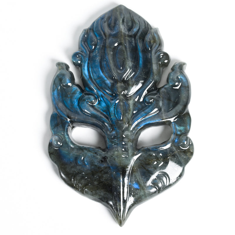 Natural crystal high-end elongated stone carving angel mask