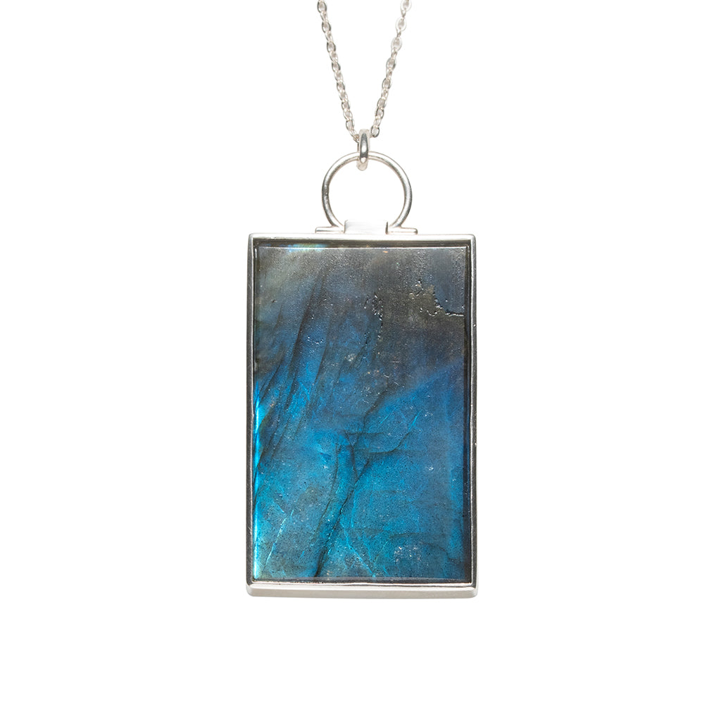 High-end design square silver pendant