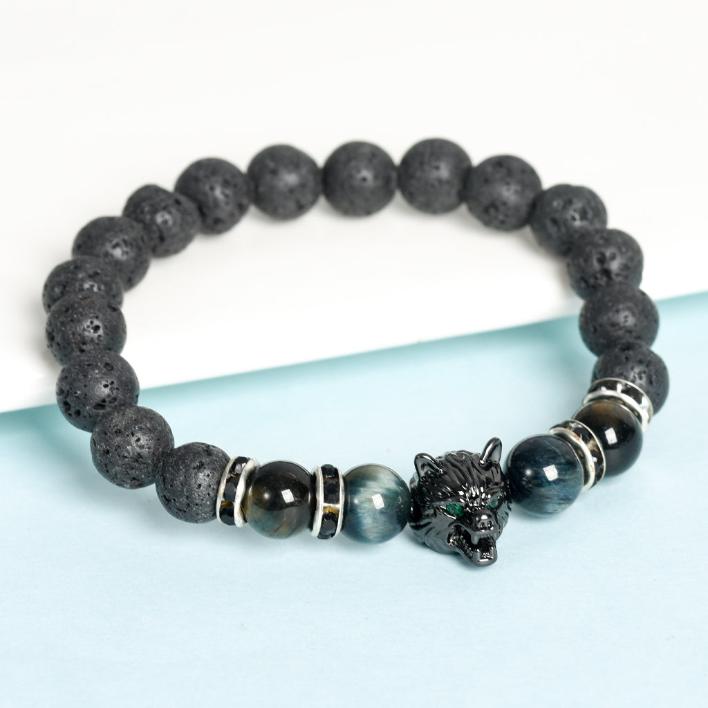 Volcanic stone lupus creative men's gift exquisite crystal creative Christmas bracelet trend high-grade sense bracelet