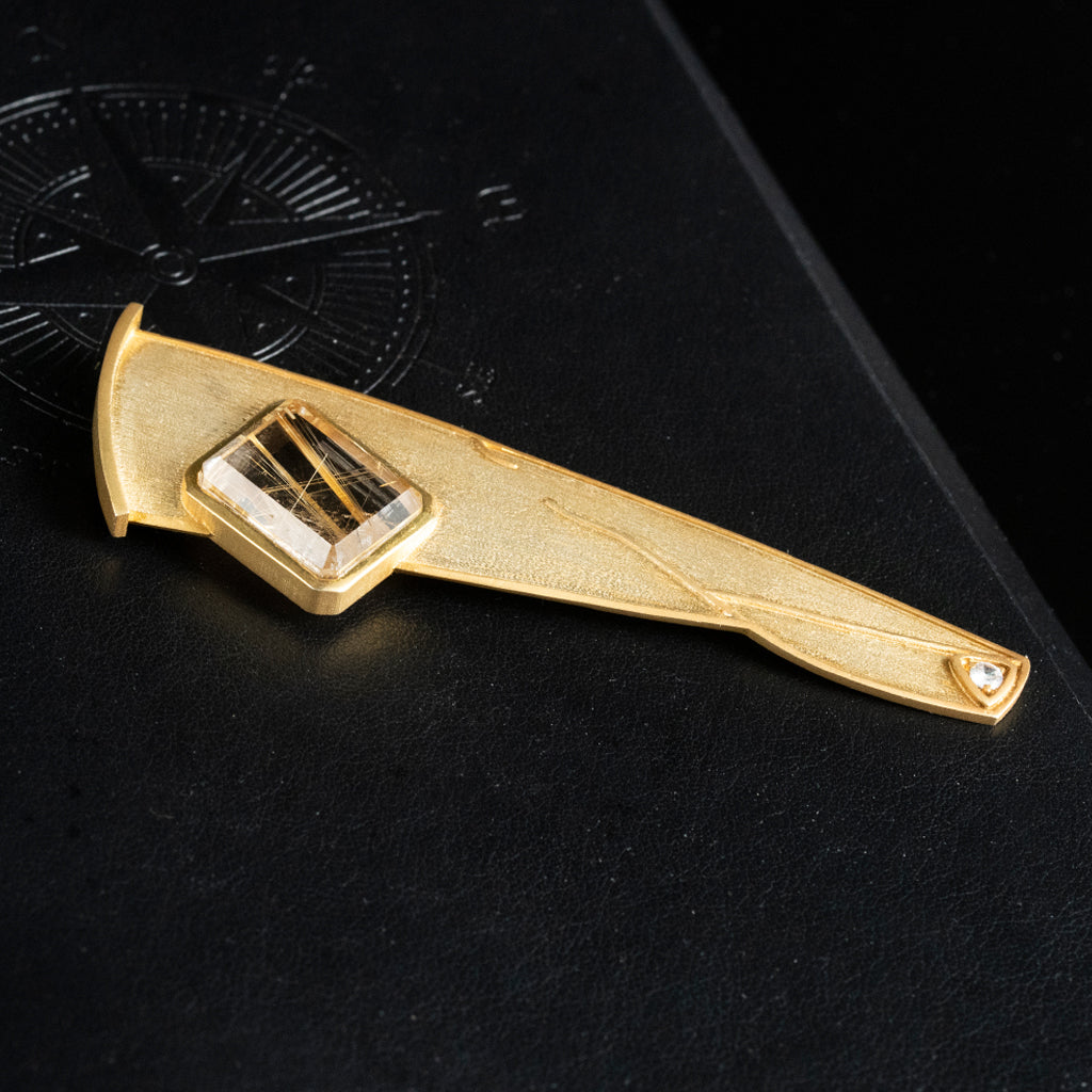 High-end design titanium gold and silver inlaid pendant