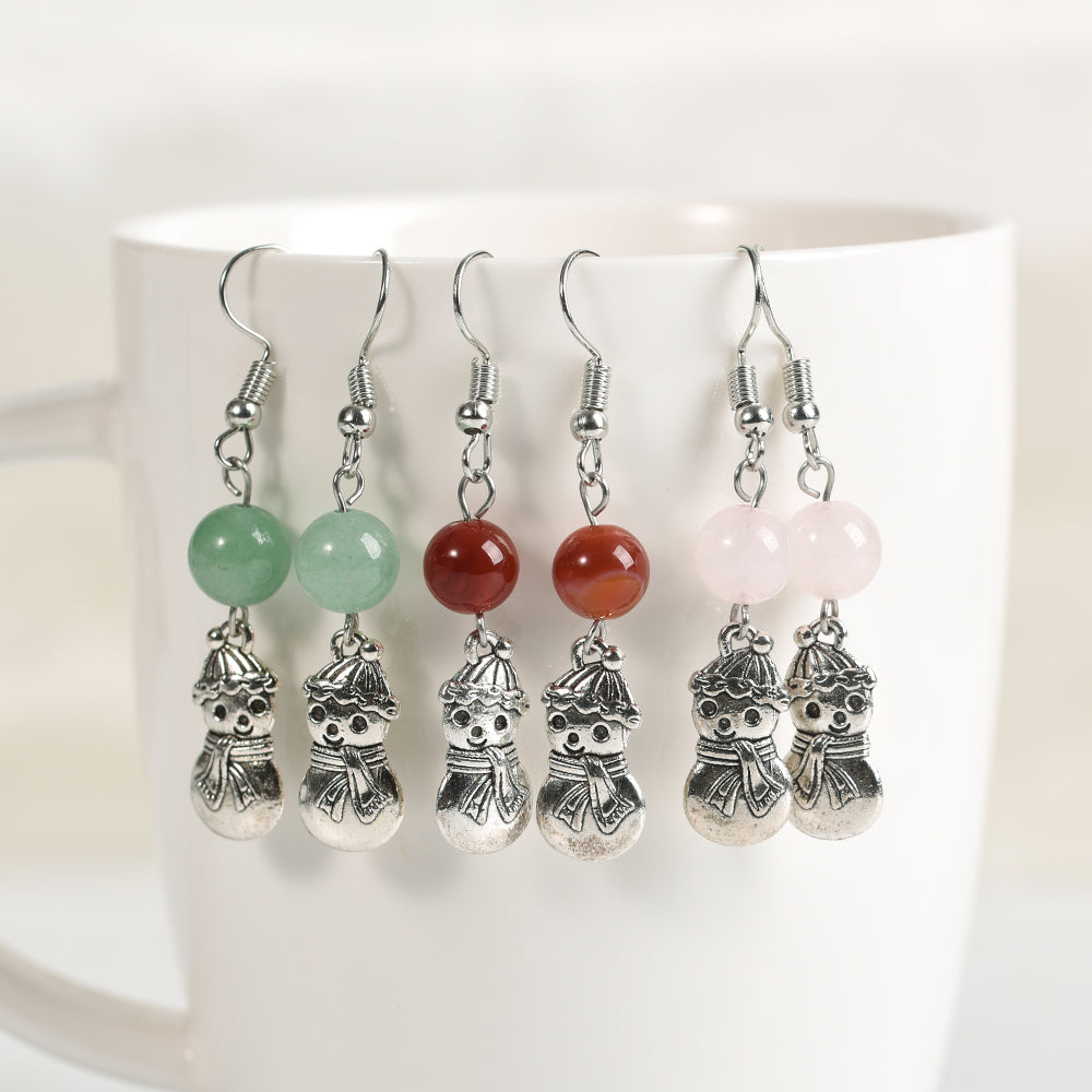 European and American style Halloween personality snowman round-bead earrings exaggerated creative animal earrings inset with rice beads hot cross-border supply