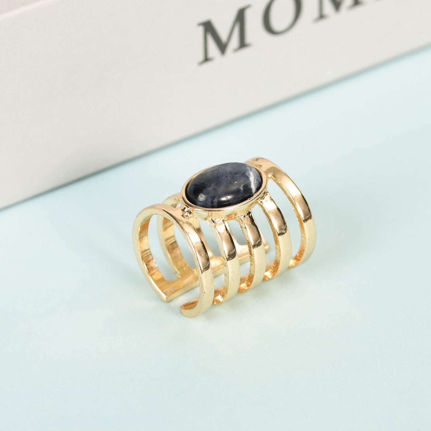 Crystal Ring Exaggerated styling Fashion Sodalite Wholesale