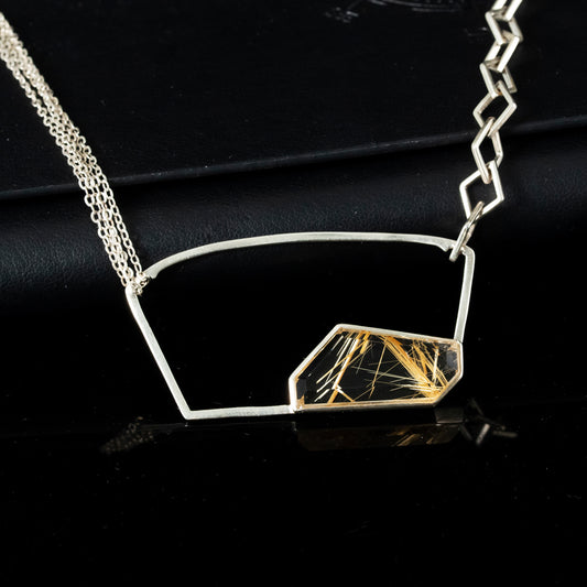 High-end design titanium gold and silver inlaid pendant