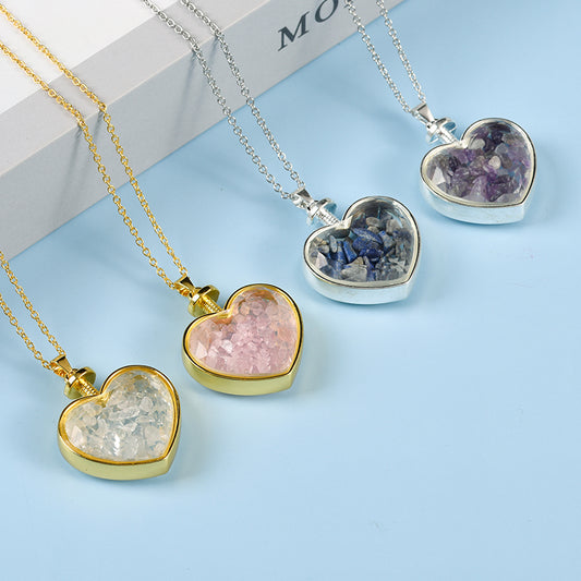 Amazon selling new multi-color optional collars gravel love powder crystal simple personality necklace circular pendant