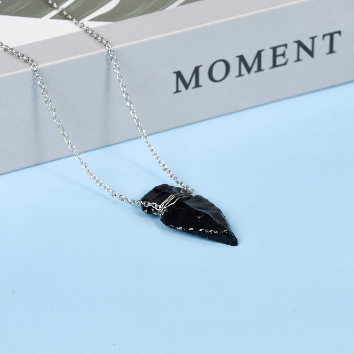 DIY Black Obsidian Pendant Wholesale Crystal Pendants Arrowhead Necklace