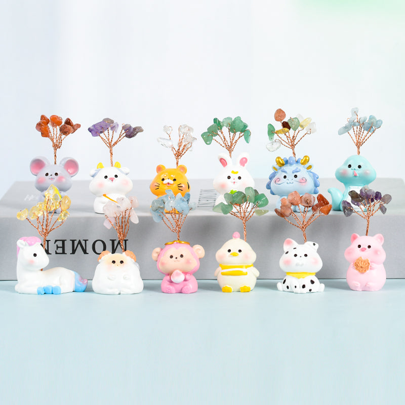 Fortune Tree Crystal Factory customization bring luck Gift Decoration Chinese Zodiac Animals