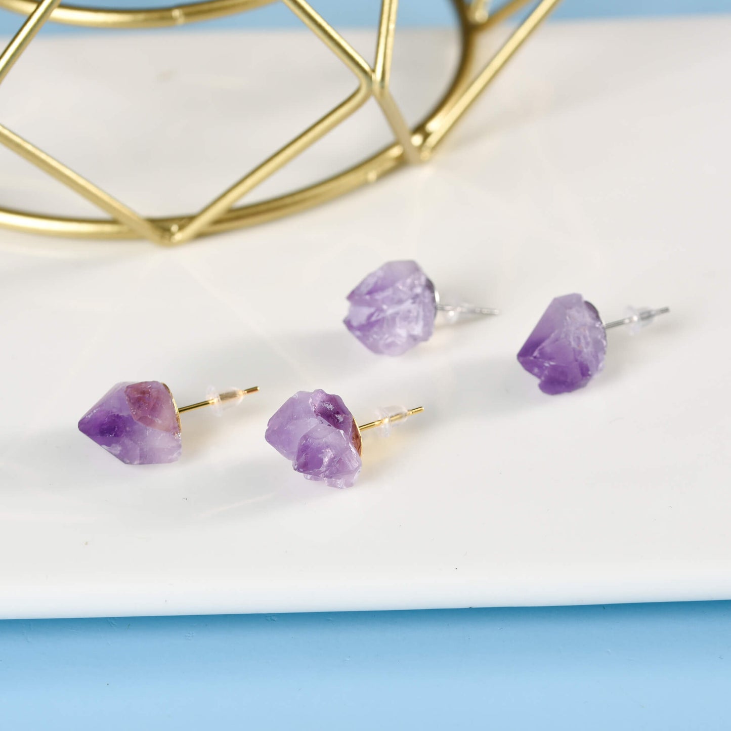 Amethyst Flower Earrings Crystal Earrings Wholesale Live mouth