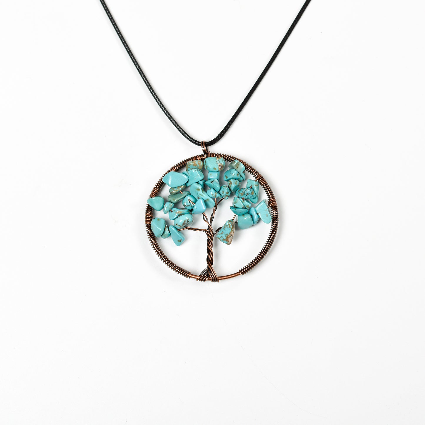 Natural crystal life tree pendant metal winding