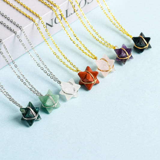 Wholesale Amazon selling Mercaba new multi-color optional collar white crystal powder crystal simple personality necklace