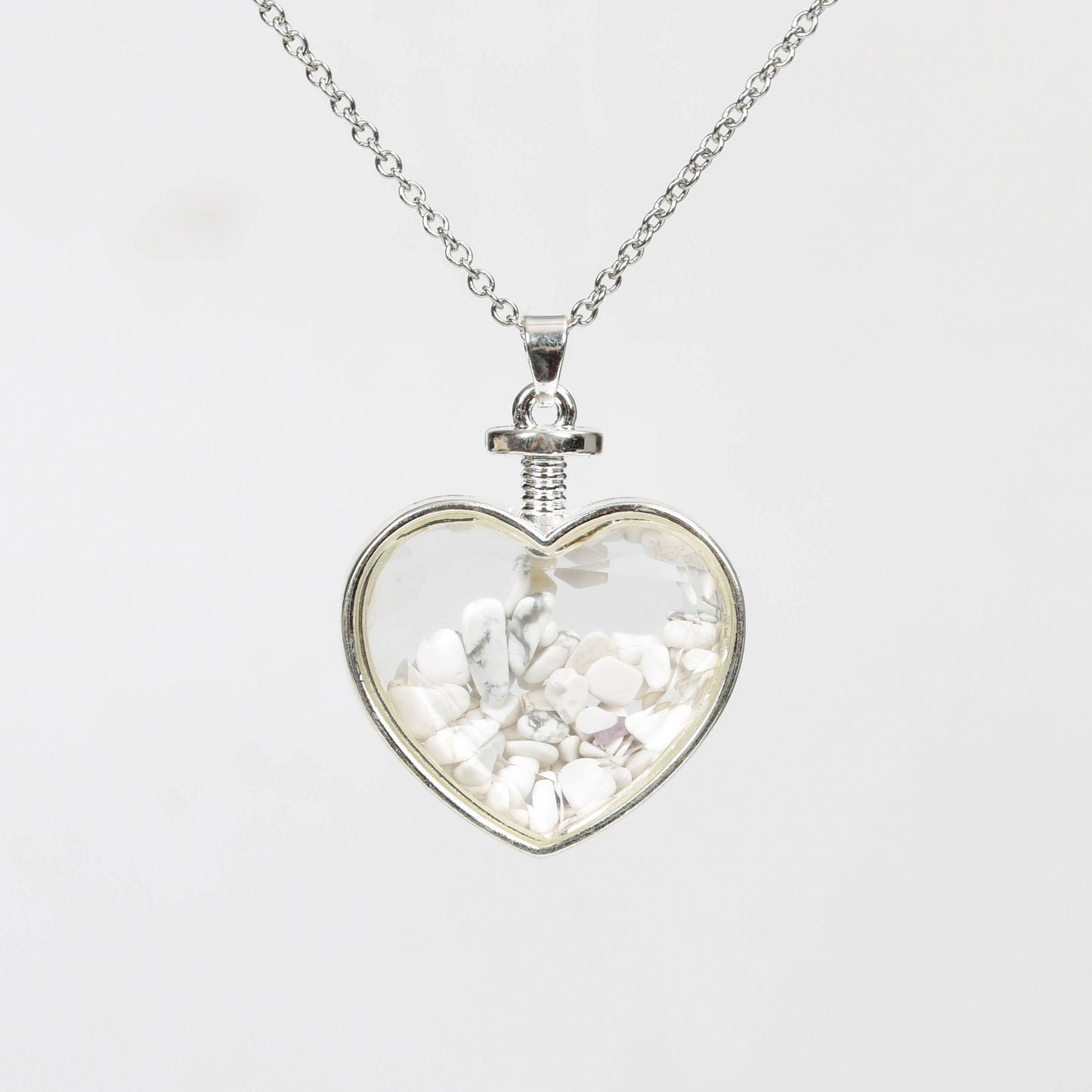 Glass heart necklace Drift Bottle Necklace Polished Gravel Crystal