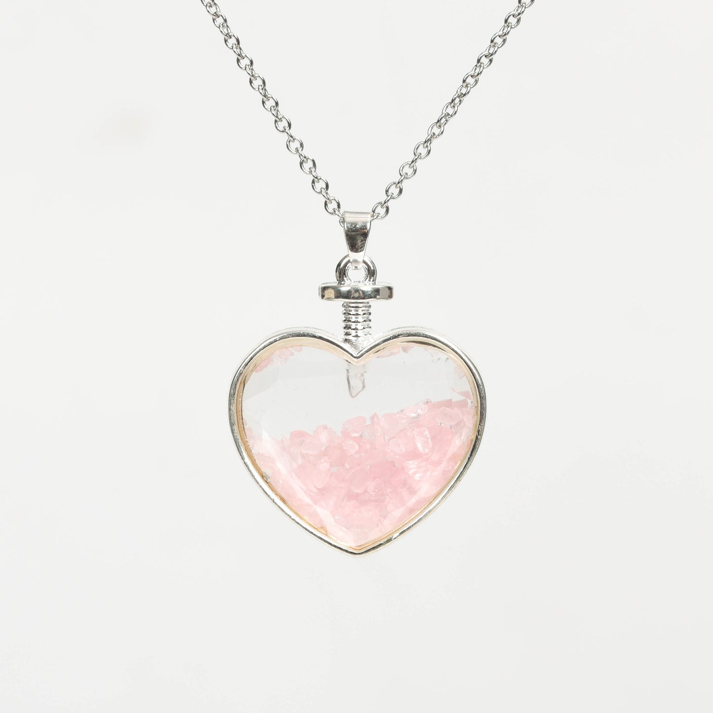 Glass heart necklace Drift Bottle Necklace Polished Gravel Crystal