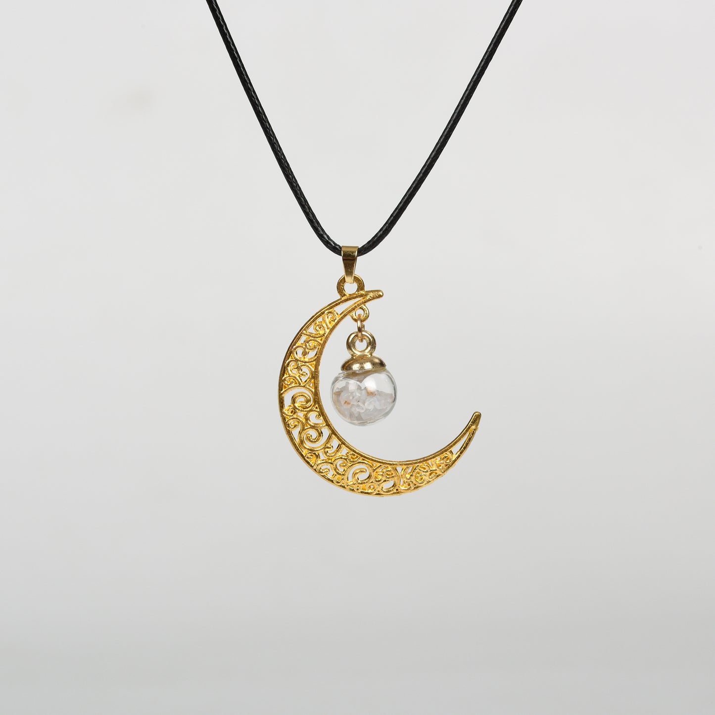 Glass ball moon necklace Retro moon women's niche pendant