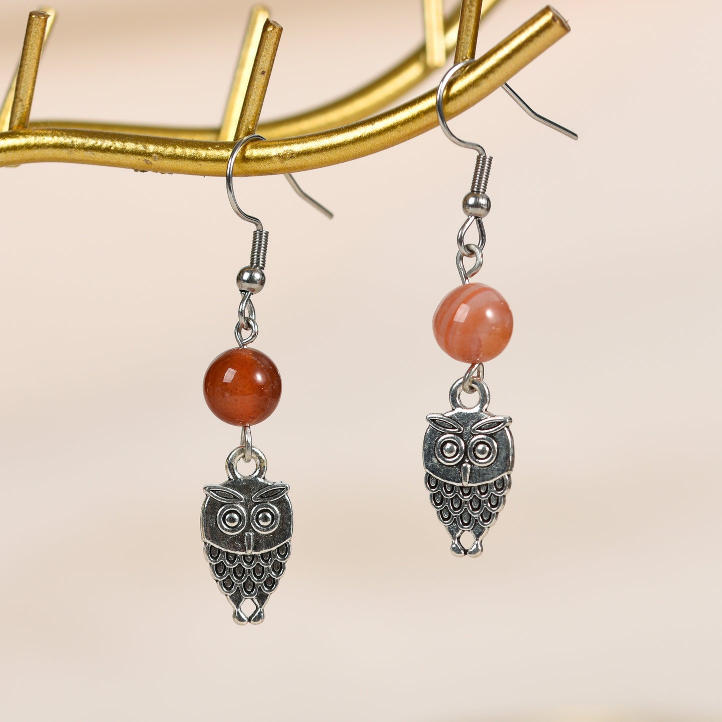 Sunnycrystal Natural Crystal Owl  Earrings Silver Fashion Wholesale