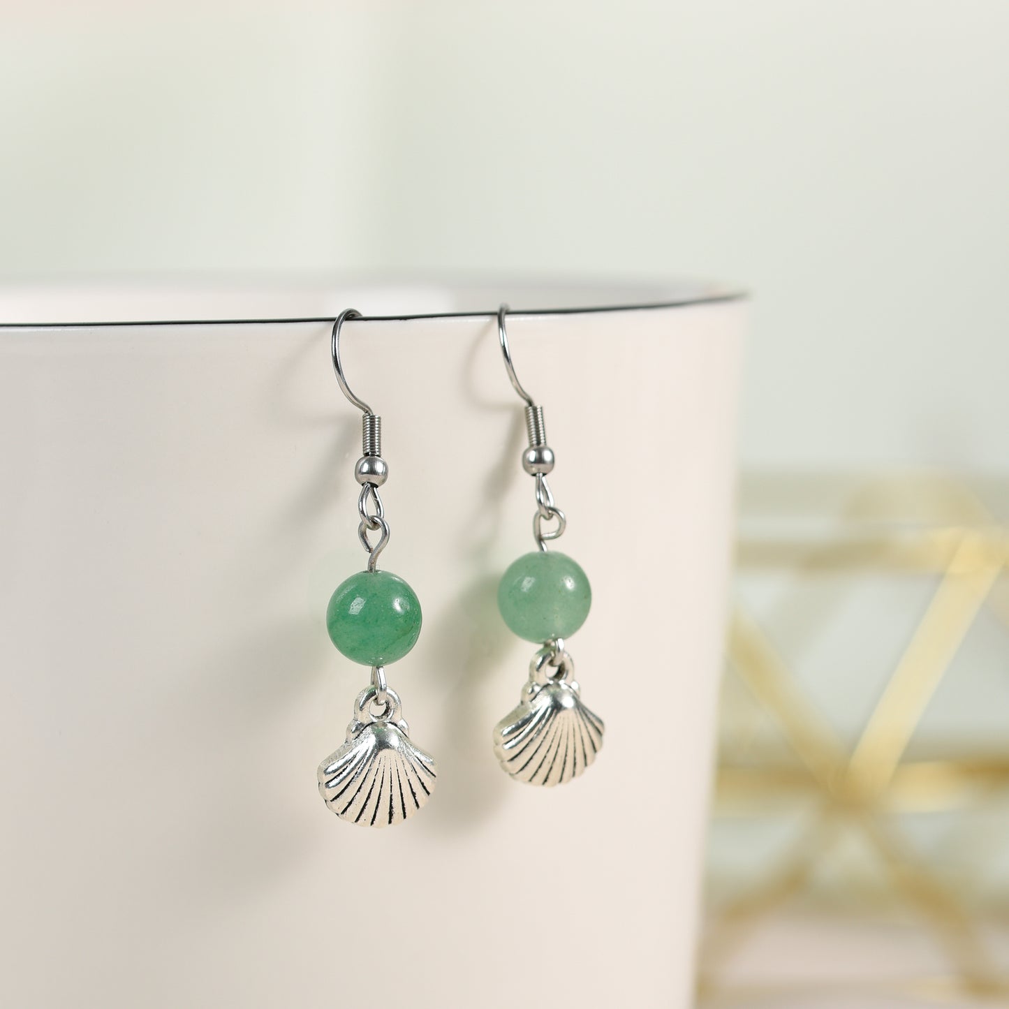 Shell earrings crystal natural Alloy Scallop Shell Earrings wholesale