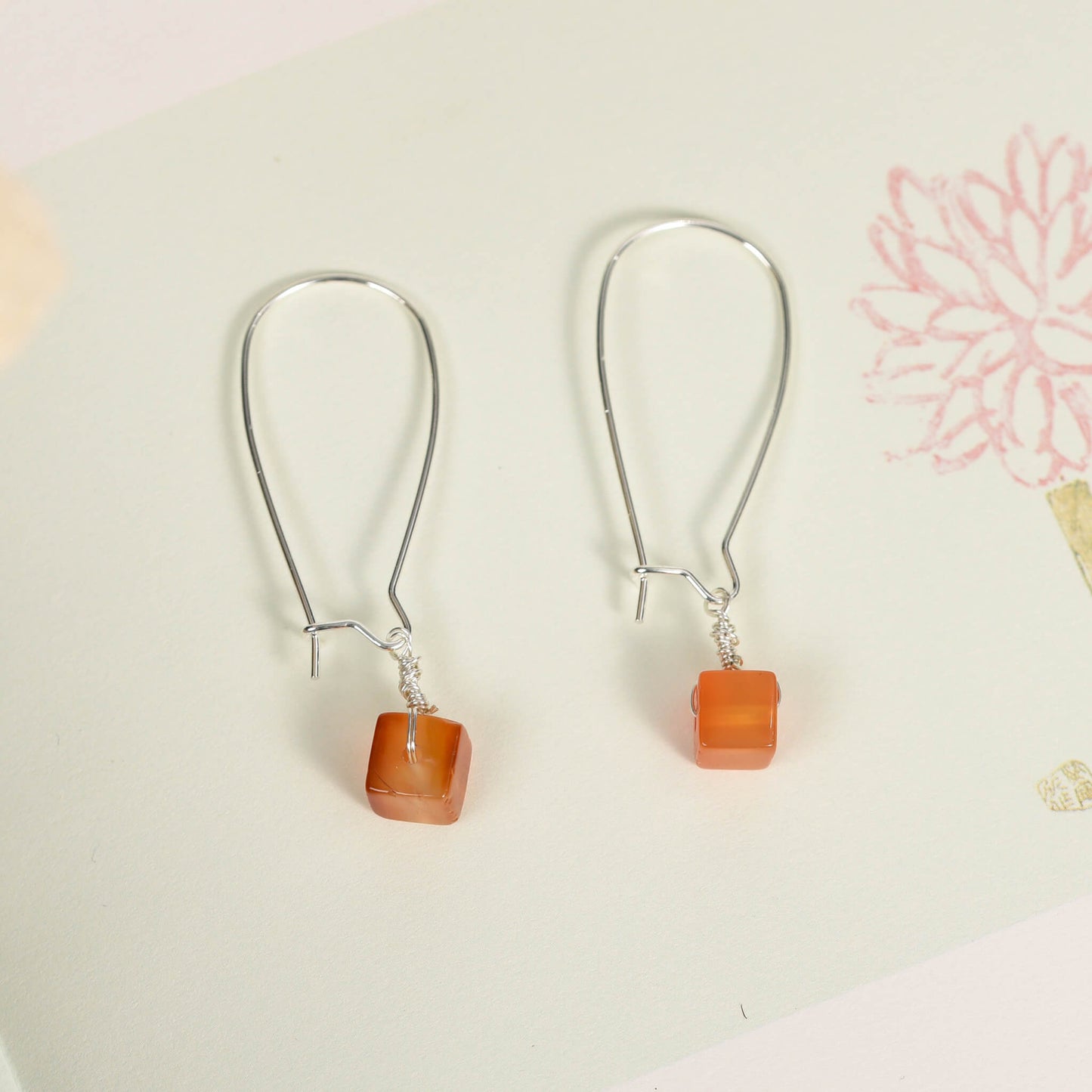 Natural Crystal  Cube  Earrings Ear line Create personalized Gifts