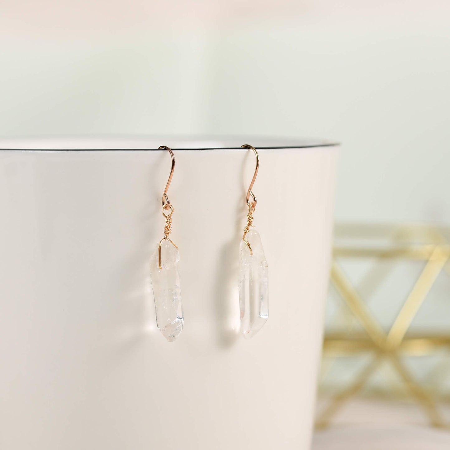 Natural Clear Quartz Earrings Ear studs Accessories Gifts Author original