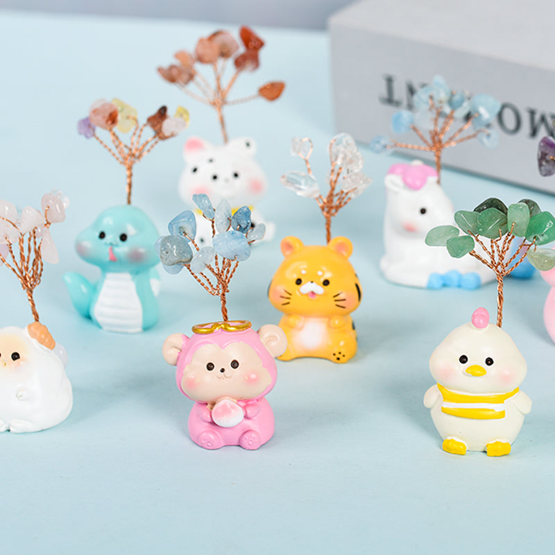 Fortune Tree Crystal Factory customization bring luck Gift Decoration Chinese Zodiac Animals