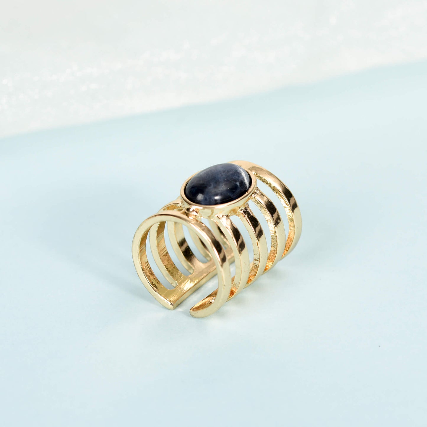 Crystal Ring Exaggerated styling Fashion Sodalite Wholesale