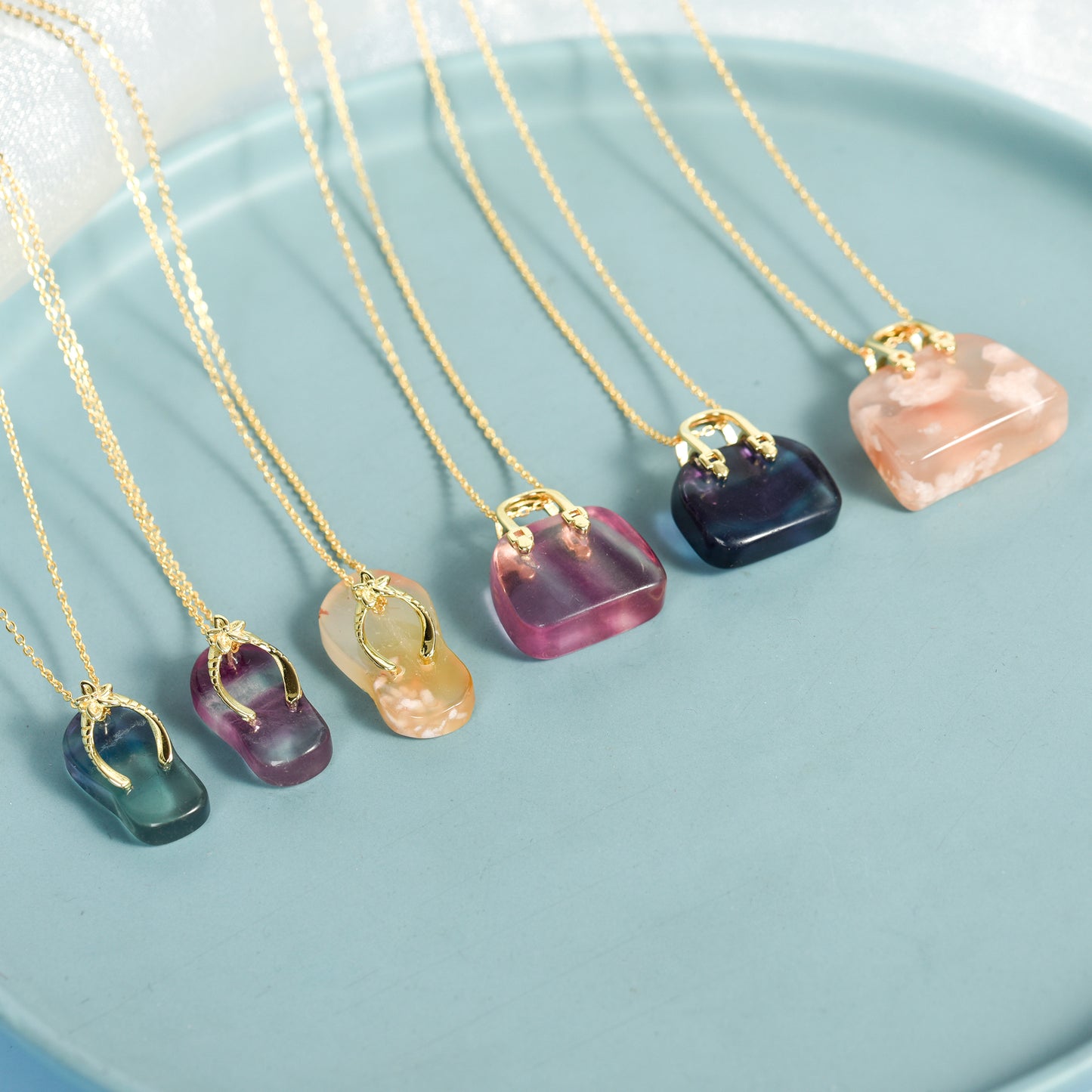 Bag and slipper Pendant Crystal Wholesale Fluorite Necklace