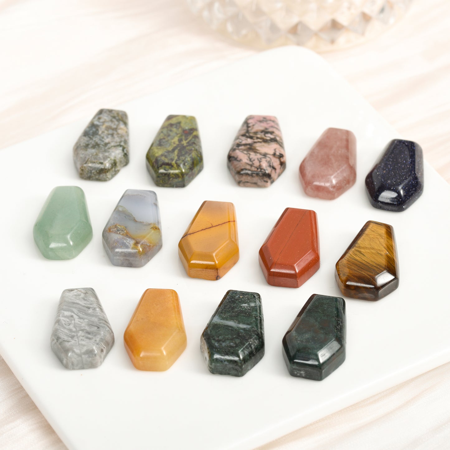 Natural  Crystal Jade Coffin for Home Decor