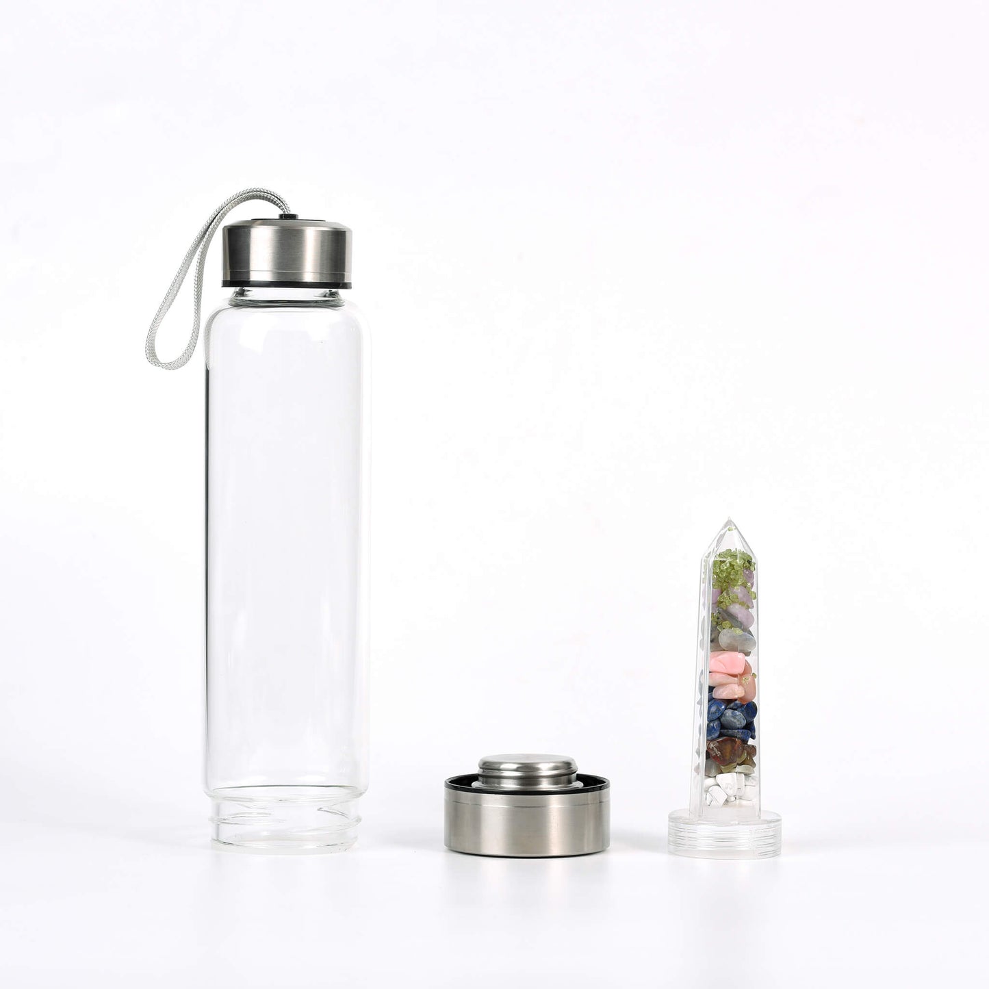 Manufacturers direct small mouth cup portable two end through natural crystal stone plastic crystal pillar glass