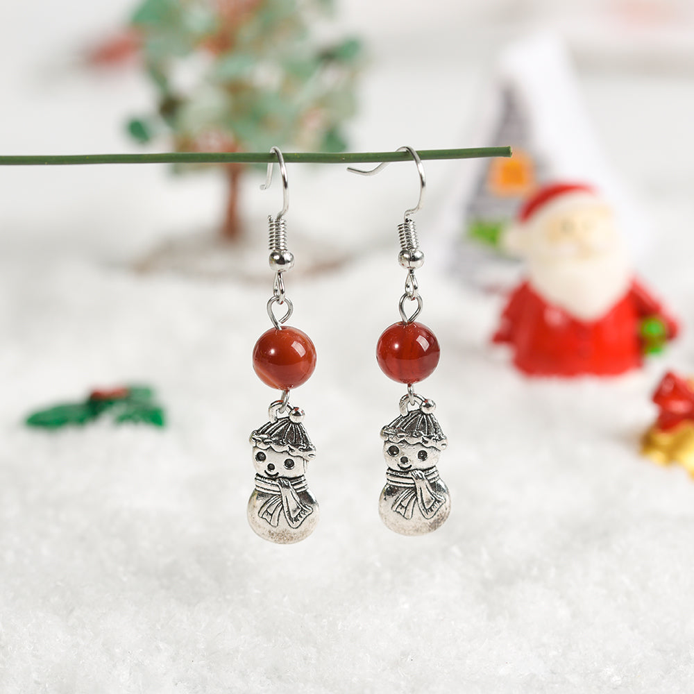 European and American style Halloween personality snowman round-bead earrings exaggerated creative animal earrings inset with rice beads hot cross-border supply