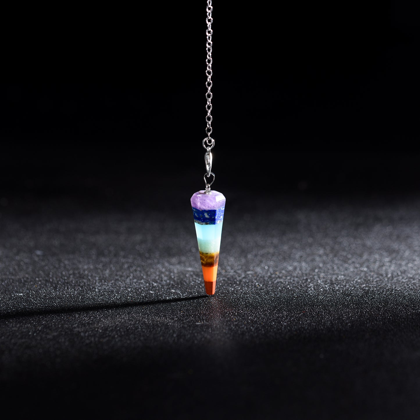 7 Chakra  Pendulum Reiki Chip Natural Stone Pendant