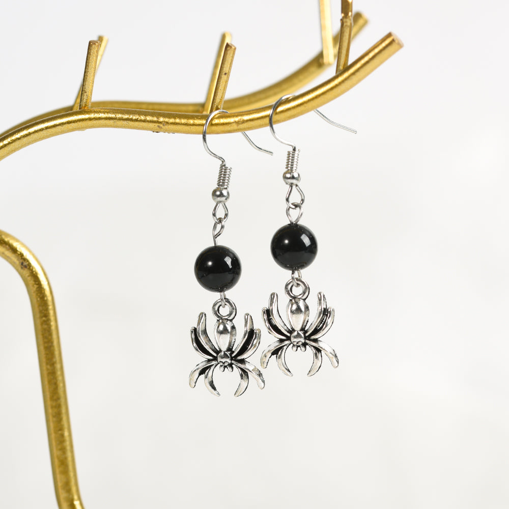 European and American style Halloween personality spider pearl earrings exaggerated creative animal inset rice beads earrings hot cross-border supply