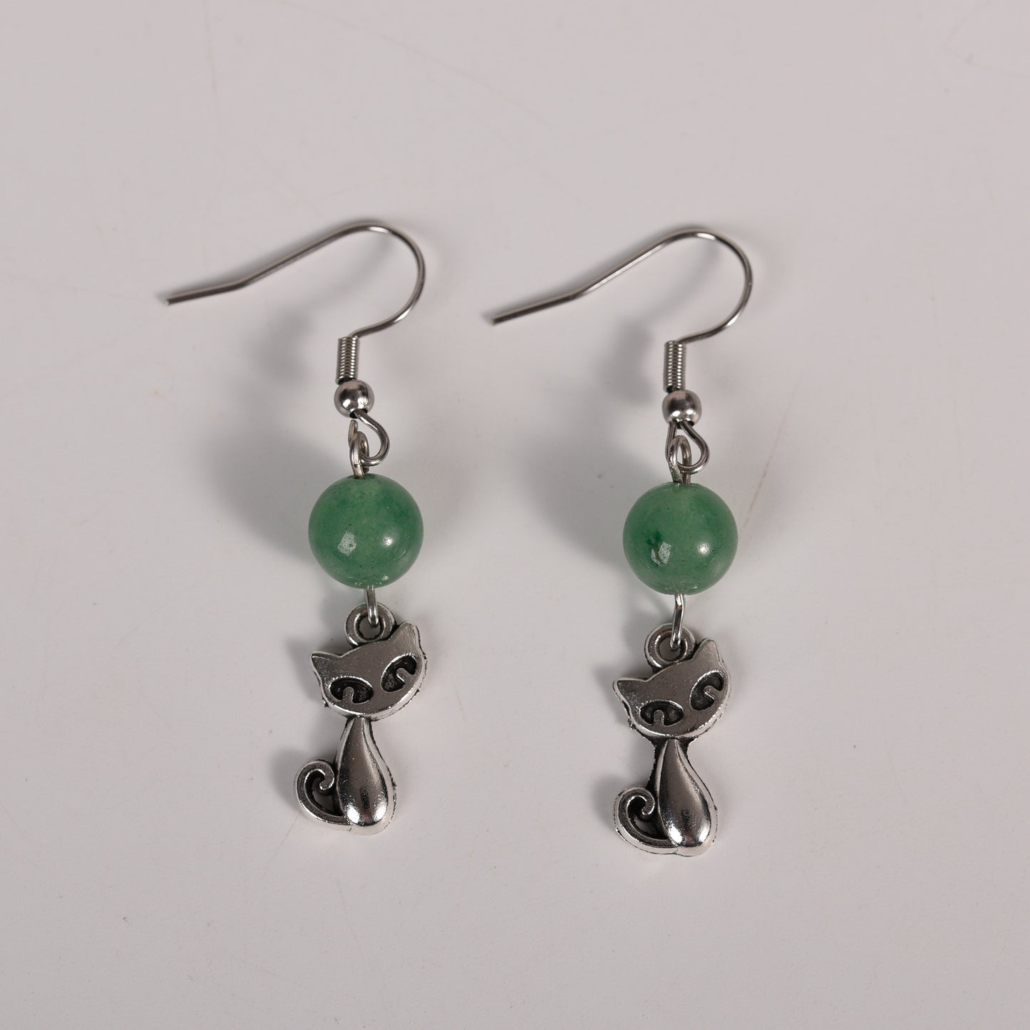 Natural Crystal Cat Earrings Silver Jewelry Create personalized