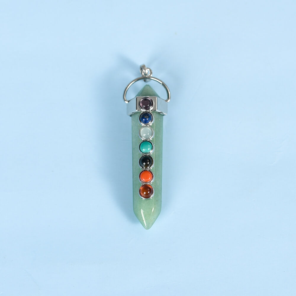 Seven-color double-tipped hexagonal column pendant Crystal