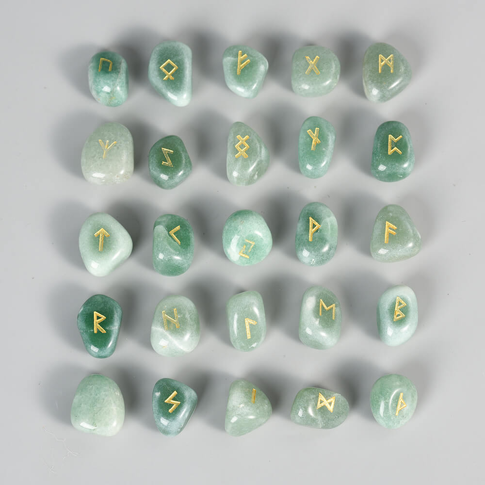 Nordic-germanic Runes Runes letter natural crystal oval piece rune 24+1 set