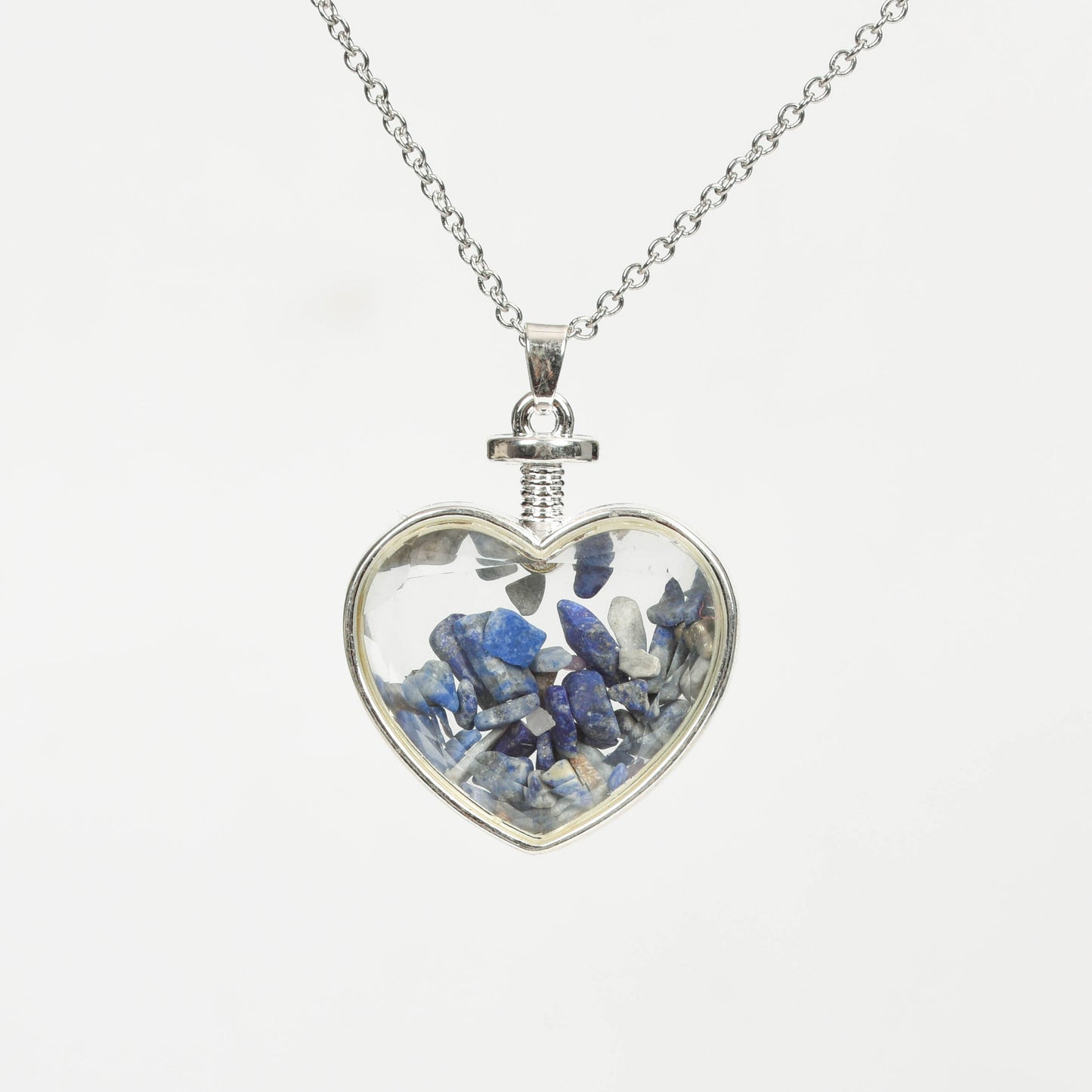 Glass heart necklace Drift Bottle Necklace Polished Gravel Crystal