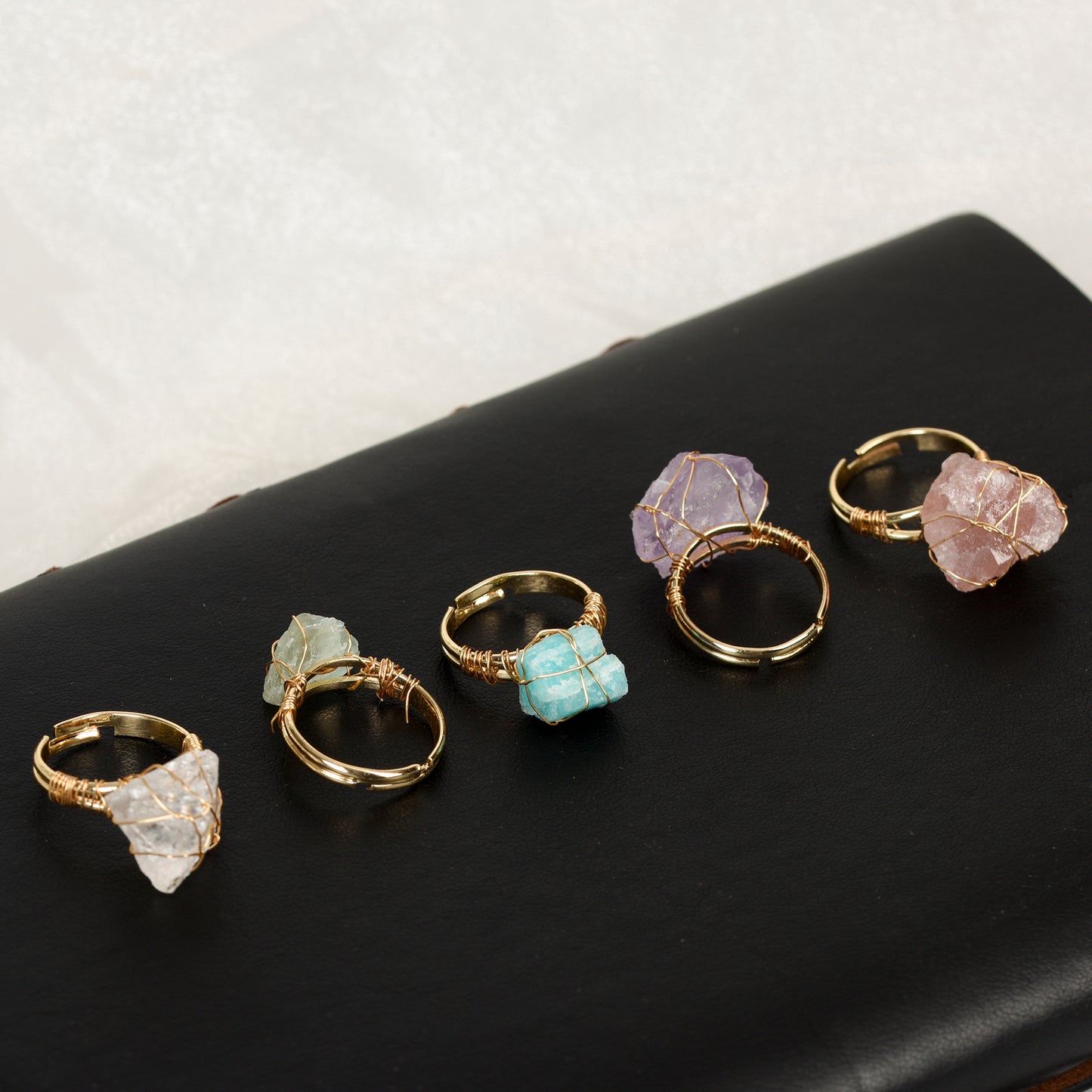 Copper wire raw stone ring ring crystal wholesale crystal ornament crystal ring crystal stone