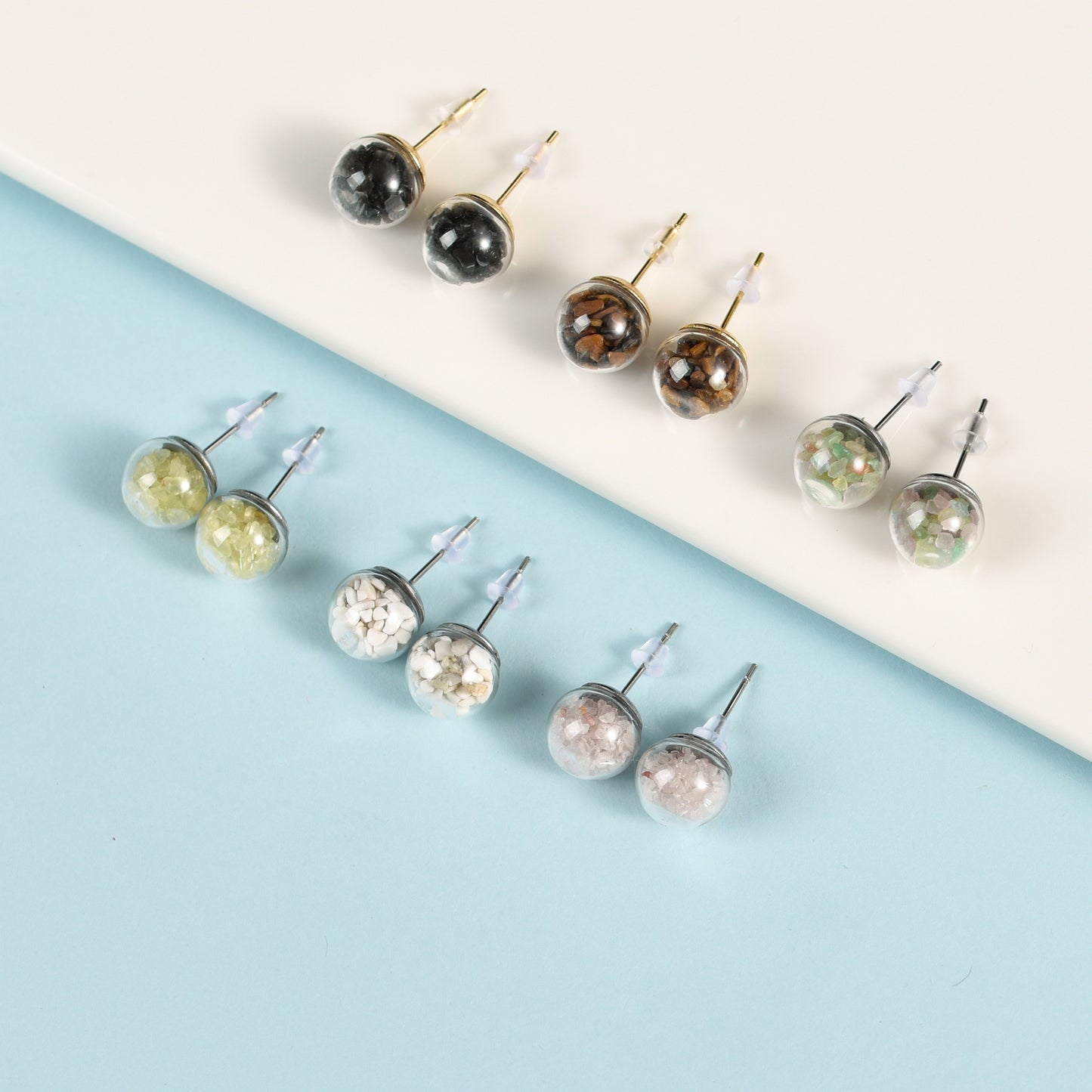 Glass sphere stud earrings crystal ear studs Accessories Ear studs