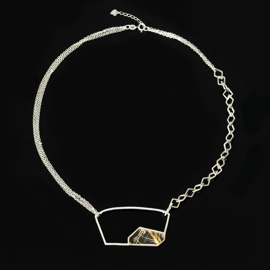 High-end design titanium gold and silver inlaid pendant