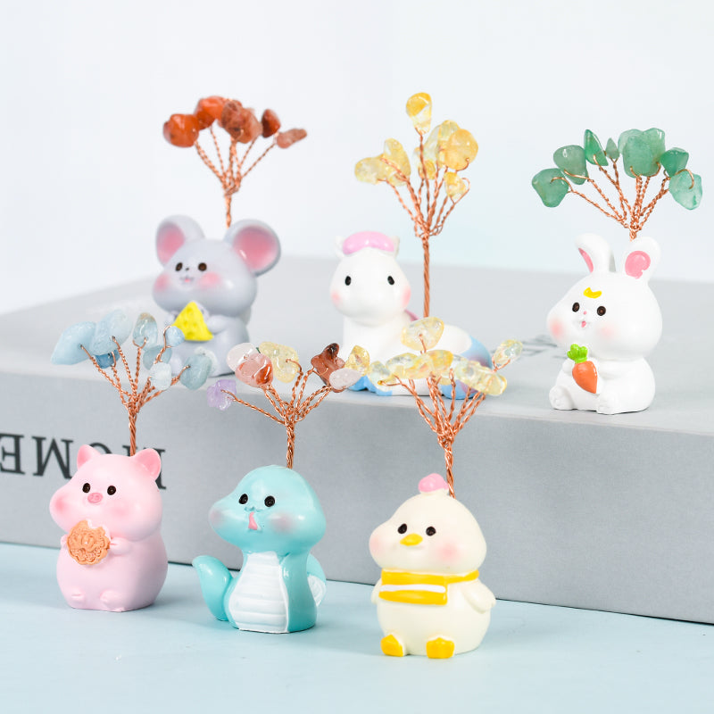 Fortune Tree Crystal Factory customization bring luck Gift Decoration Chinese Zodiac Animals