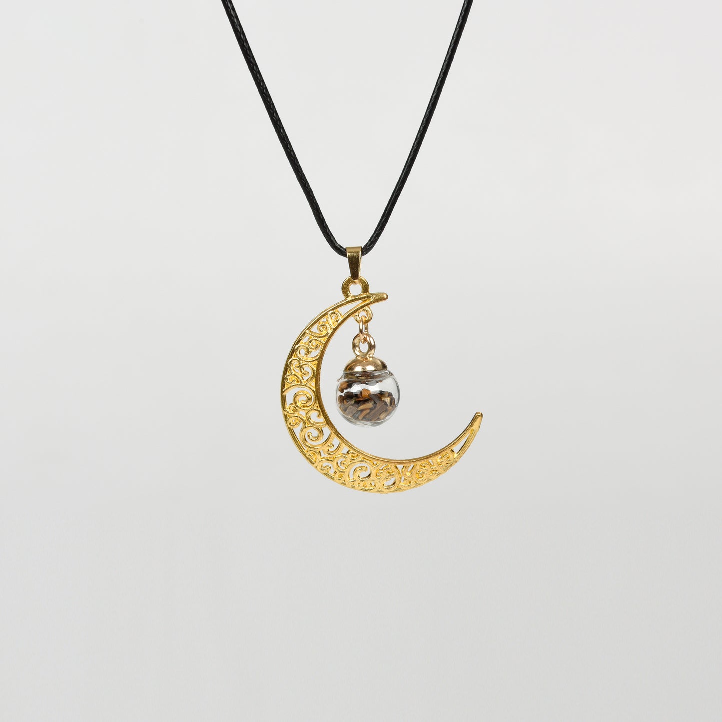 Glass ball moon necklace Retro moon women's niche pendant