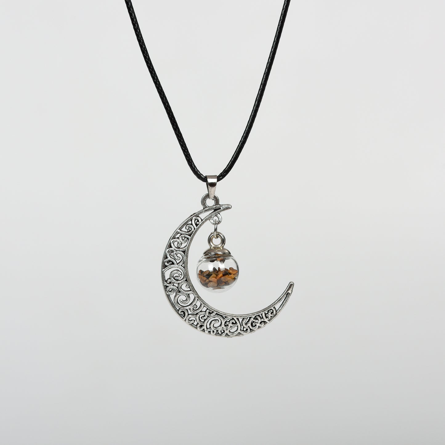 Glass ball moon necklace Retro moon women's niche pendant