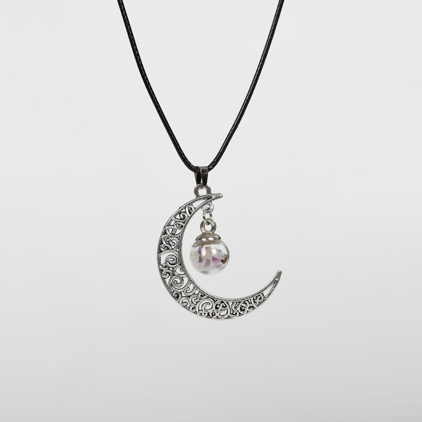 Glass ball moon necklace Retro moon women's niche pendant