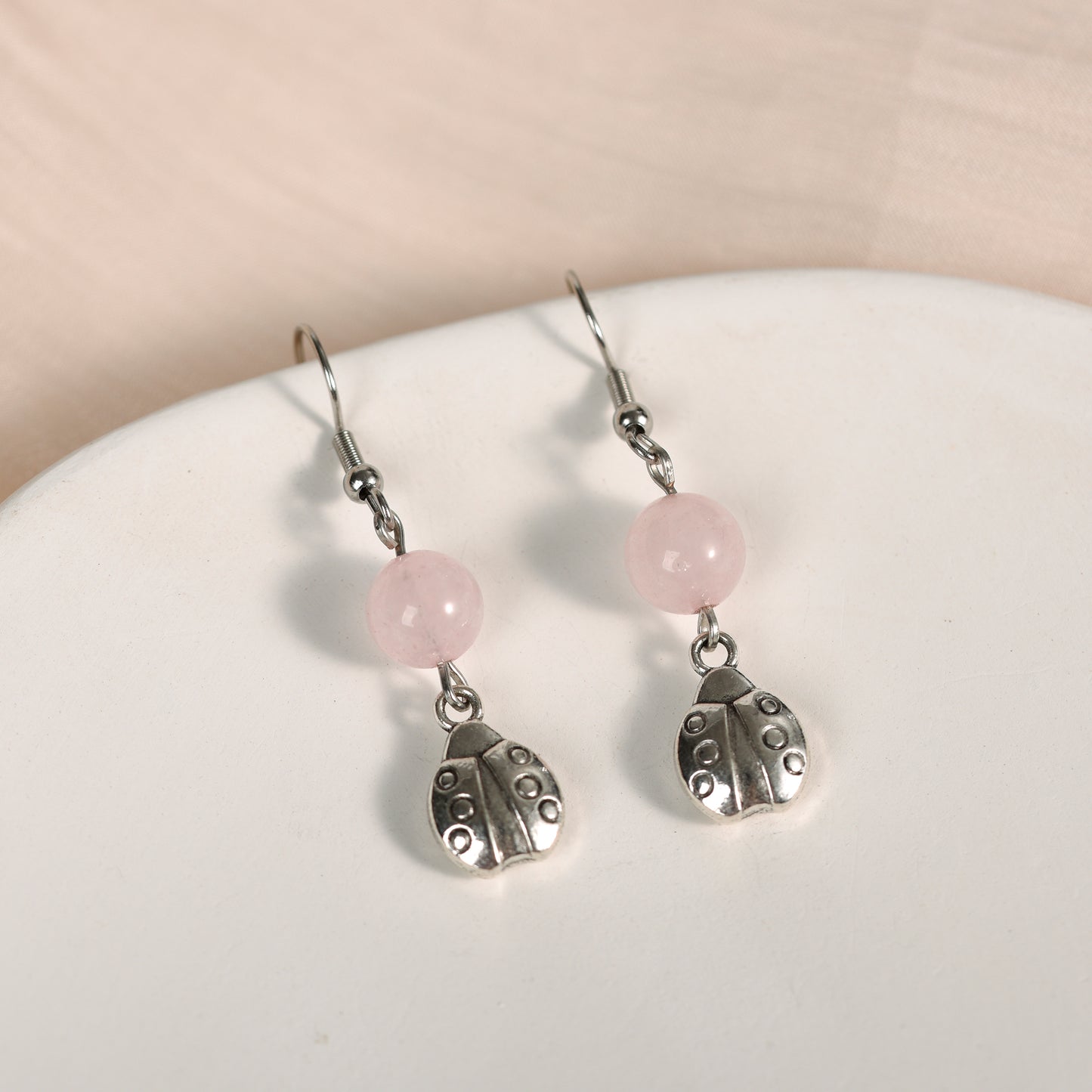 Natural crystal Ladybug Earrings Jewelry accessories gifts natural