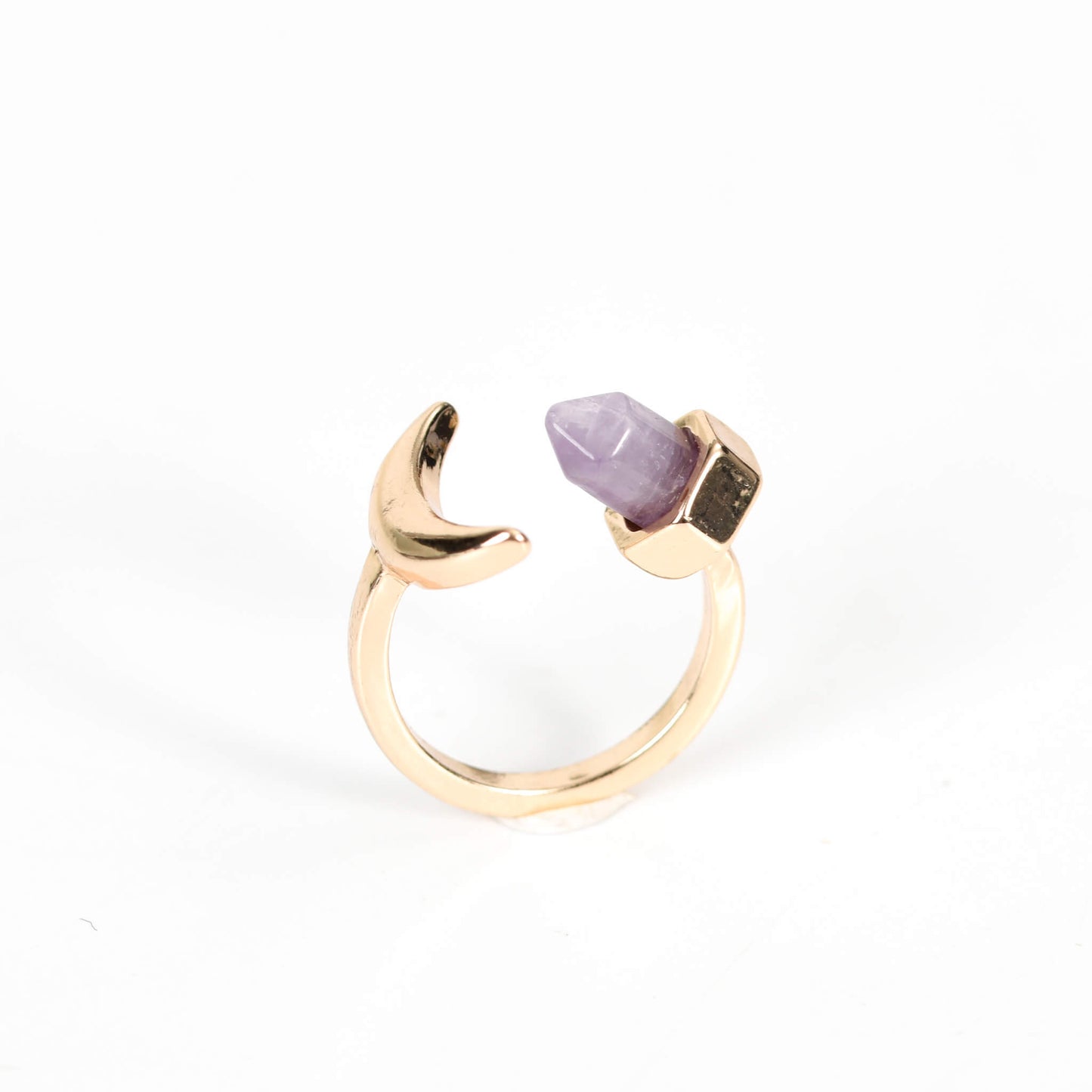 Amethyst Ring Horns of the Moon Metal ring Crystal Ring Production models Wholesale