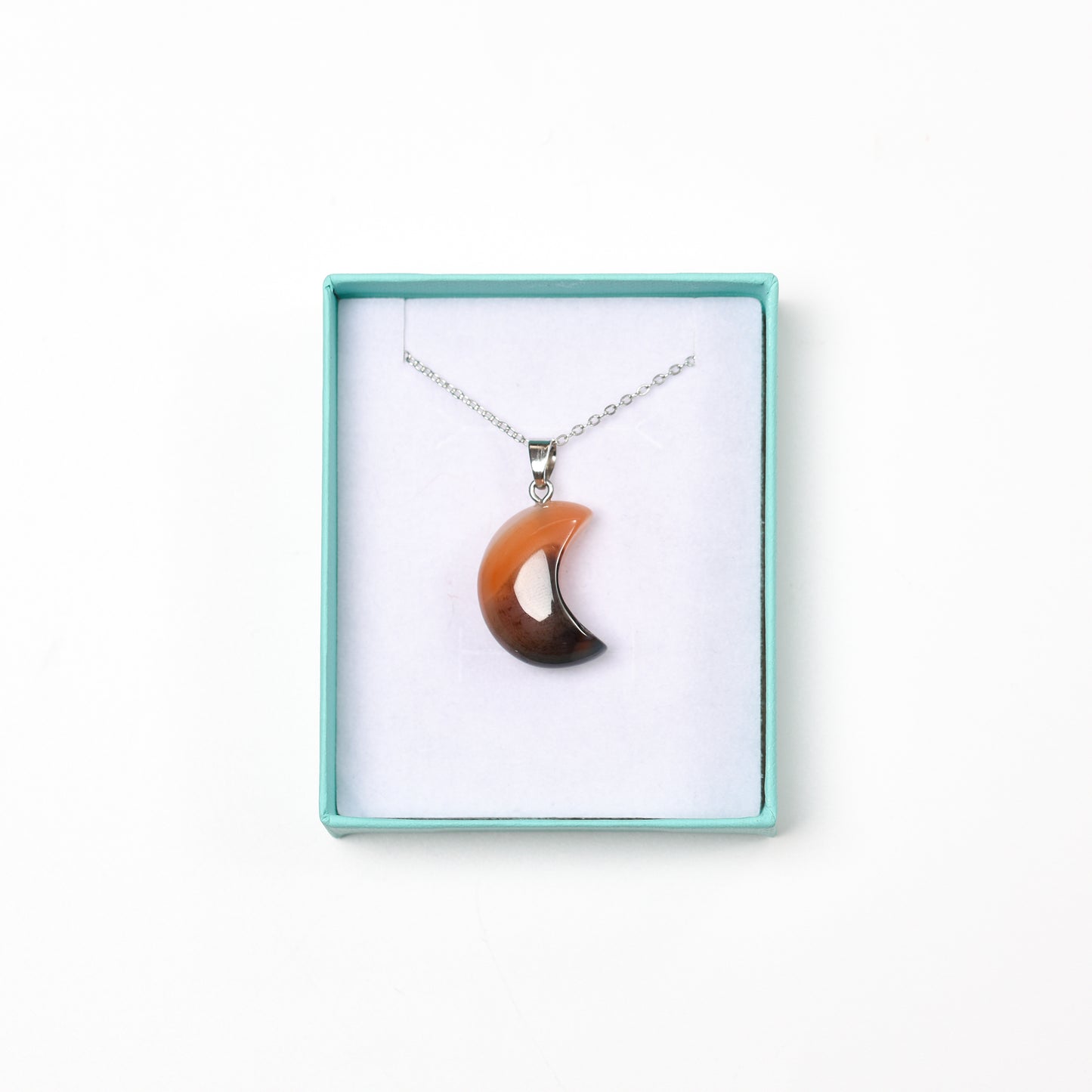 Natural Stone Crescent Moon Necklace for Women Girls