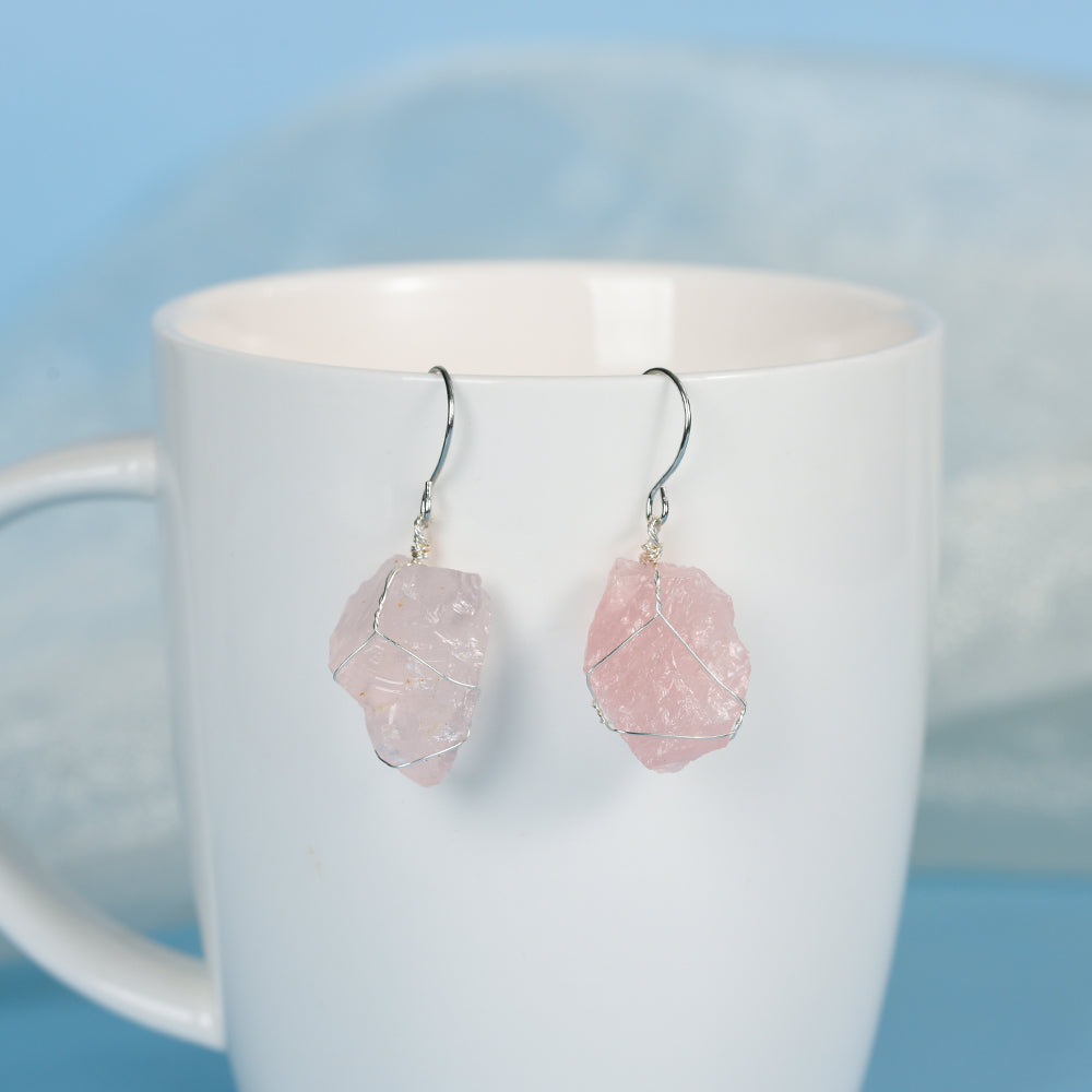 Natural crystal mixed with irregular rough stone earrings Creative simple ladies handmade earrings