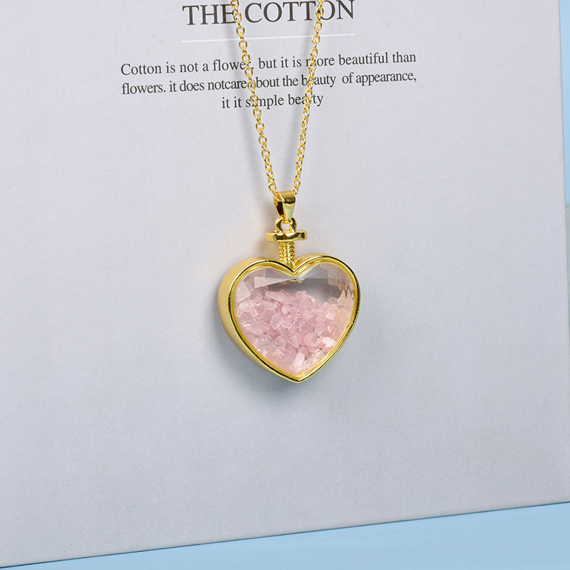 Amazon selling new multi-color optional collars gravel love powder crystal simple personality necklace circular pendant