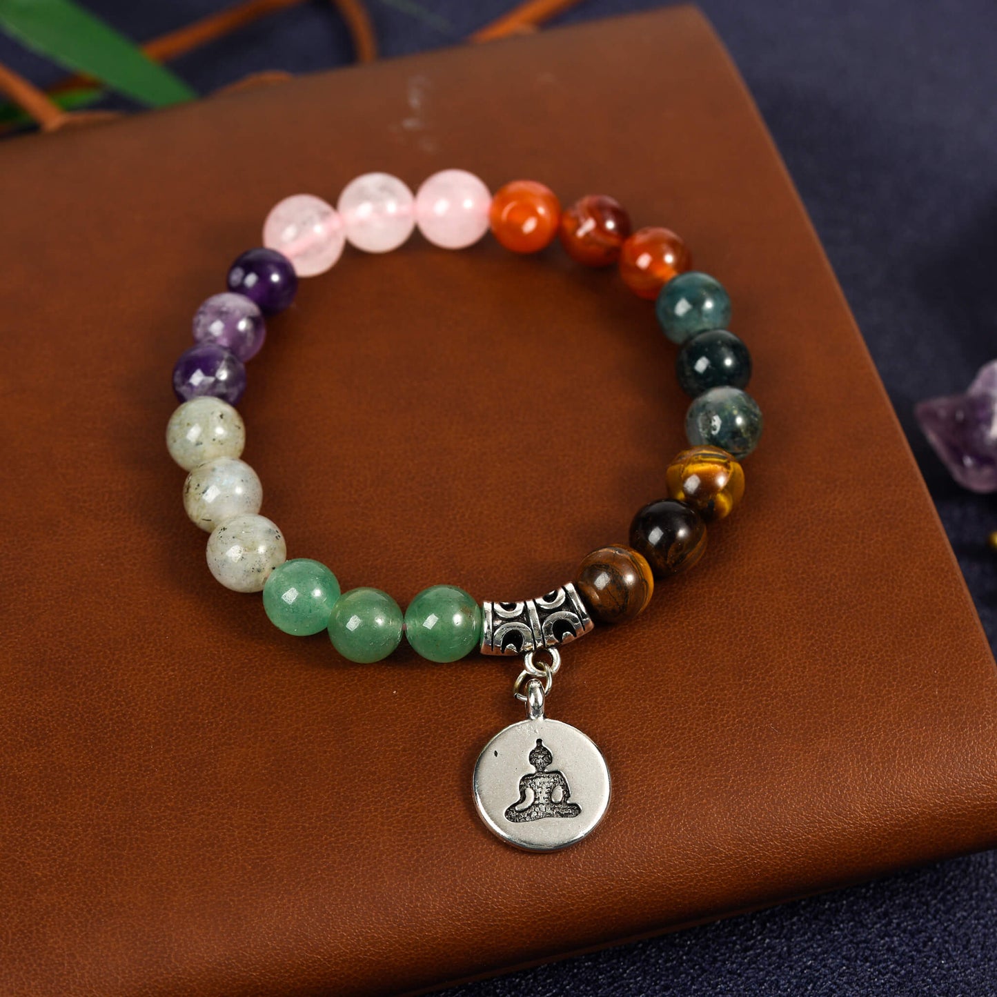 8mm Natural Crystal Bracelet  Chakra Energy