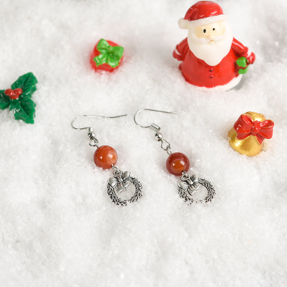 European and American style Christmas personality wreath round bead earrings exaggerated creative animal inset rice bead earrings hot cross-border supply