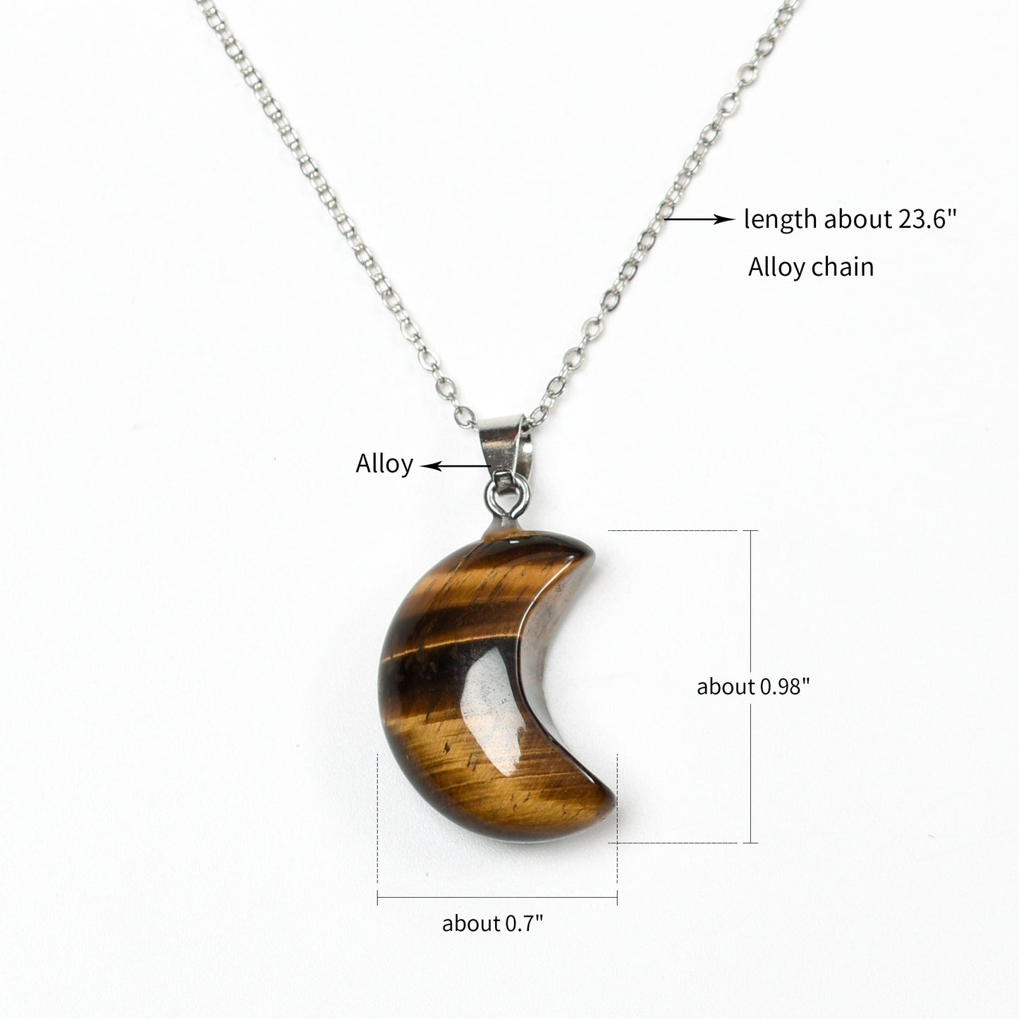 Natural Stone Crescent Moon Necklace for Women Girls